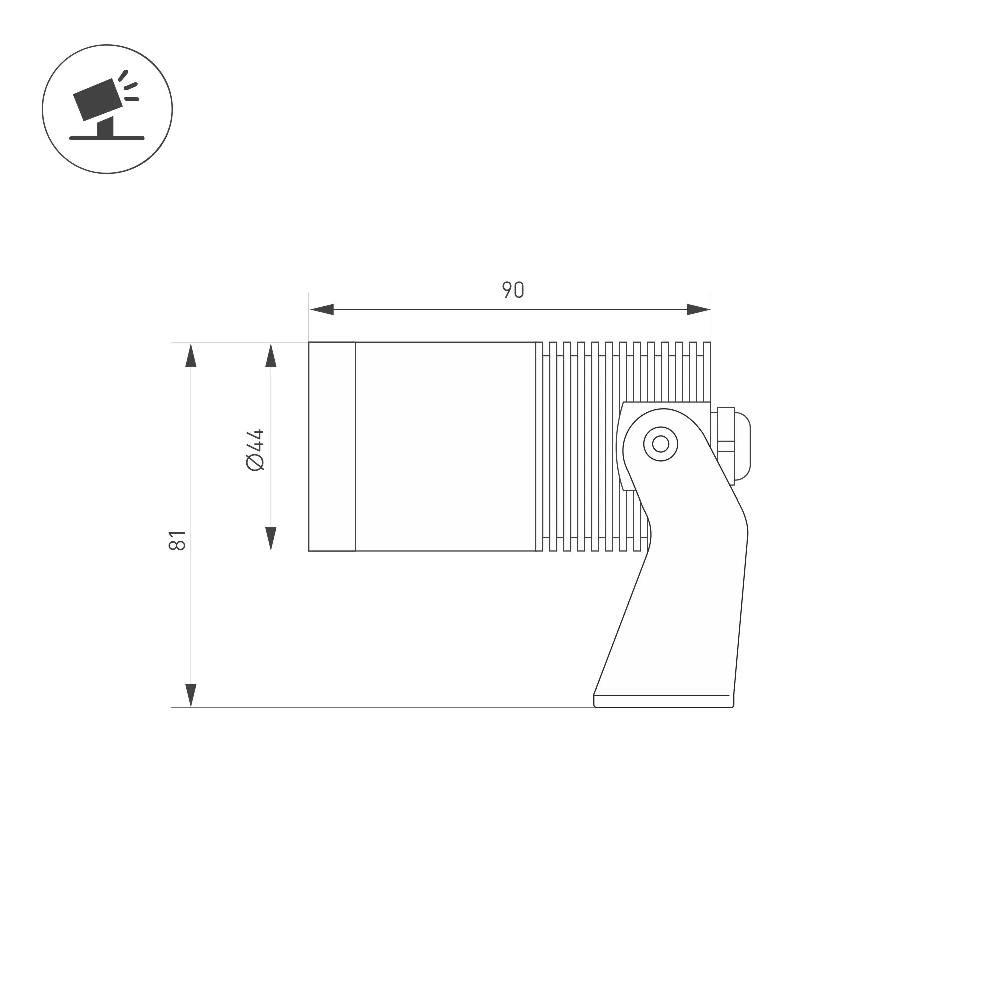 Светильник ALT-RAY-R44-8W Day4000 (DG, 33 deg, 230V) (Arlight, IP67 Металл, 3 года) - Изображение