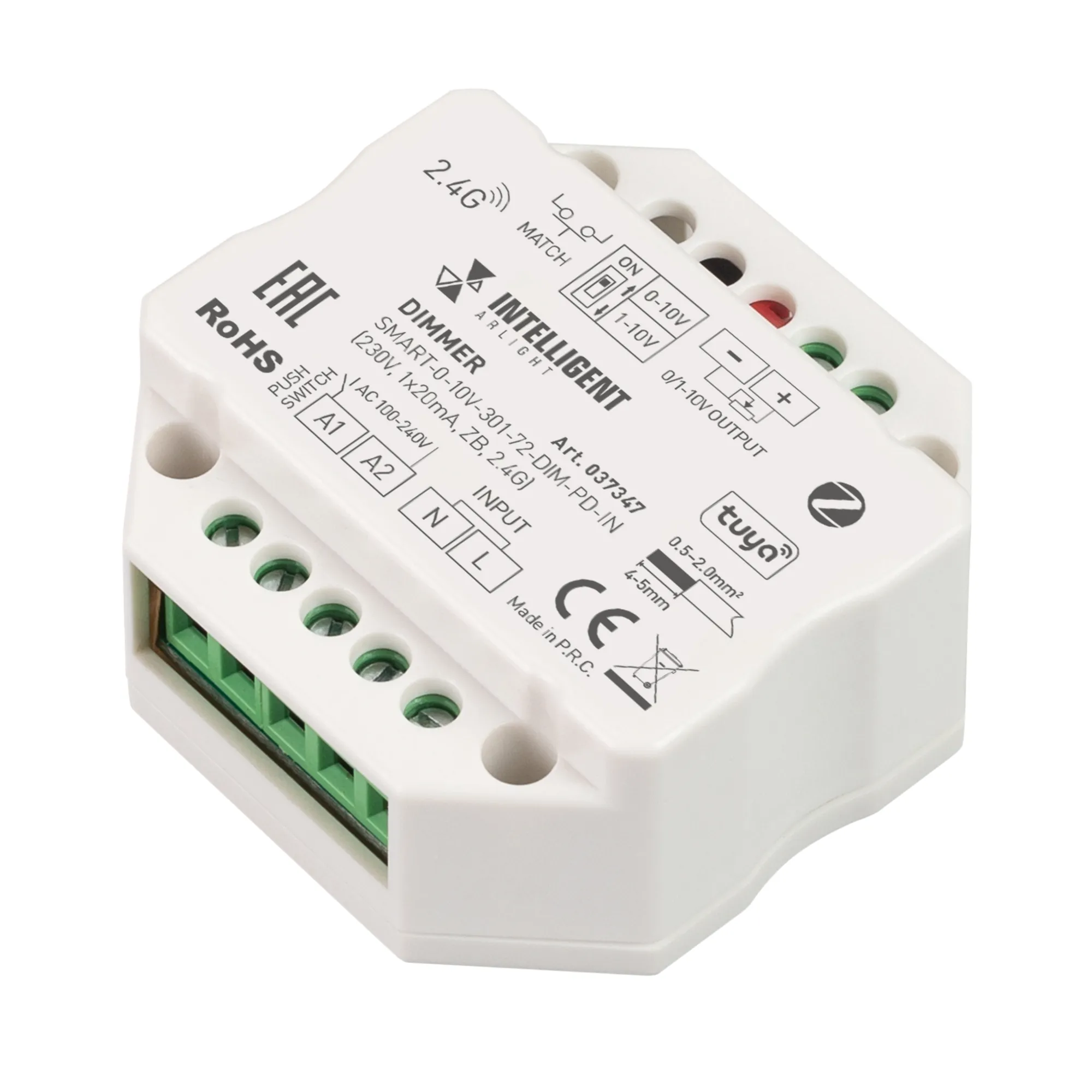 INTELLIGENT ARLIGHT Диммер SMART-0-10V-301-72-DIM-PD-IN (230V, 1x20mA, ZB, 2.4G) (IARL, IP20 Пластик, 5 лет) - Изображение