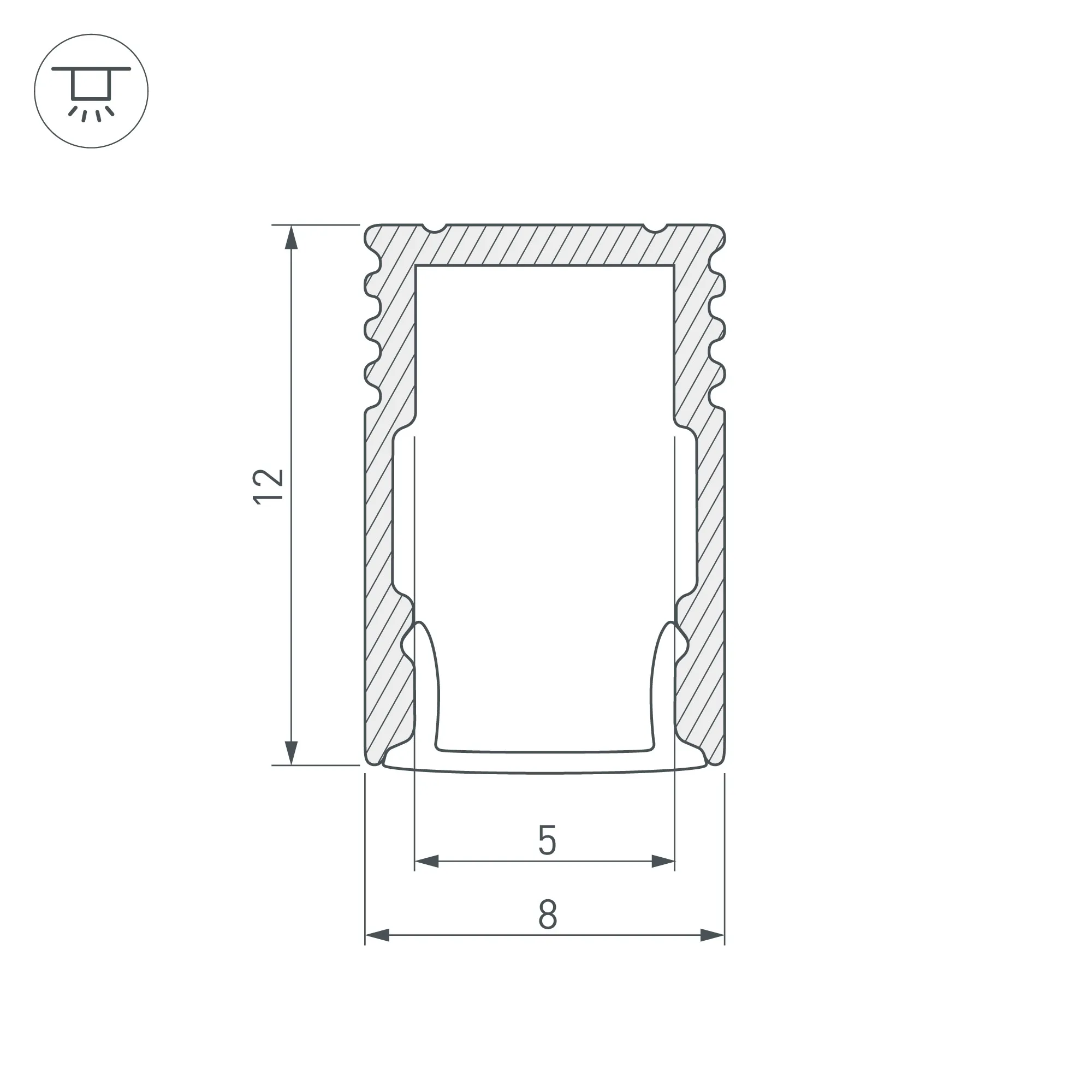 Профиль SL-MINI-8-H12-2000 BLACK (Arlight, Алюминий) - Изображение