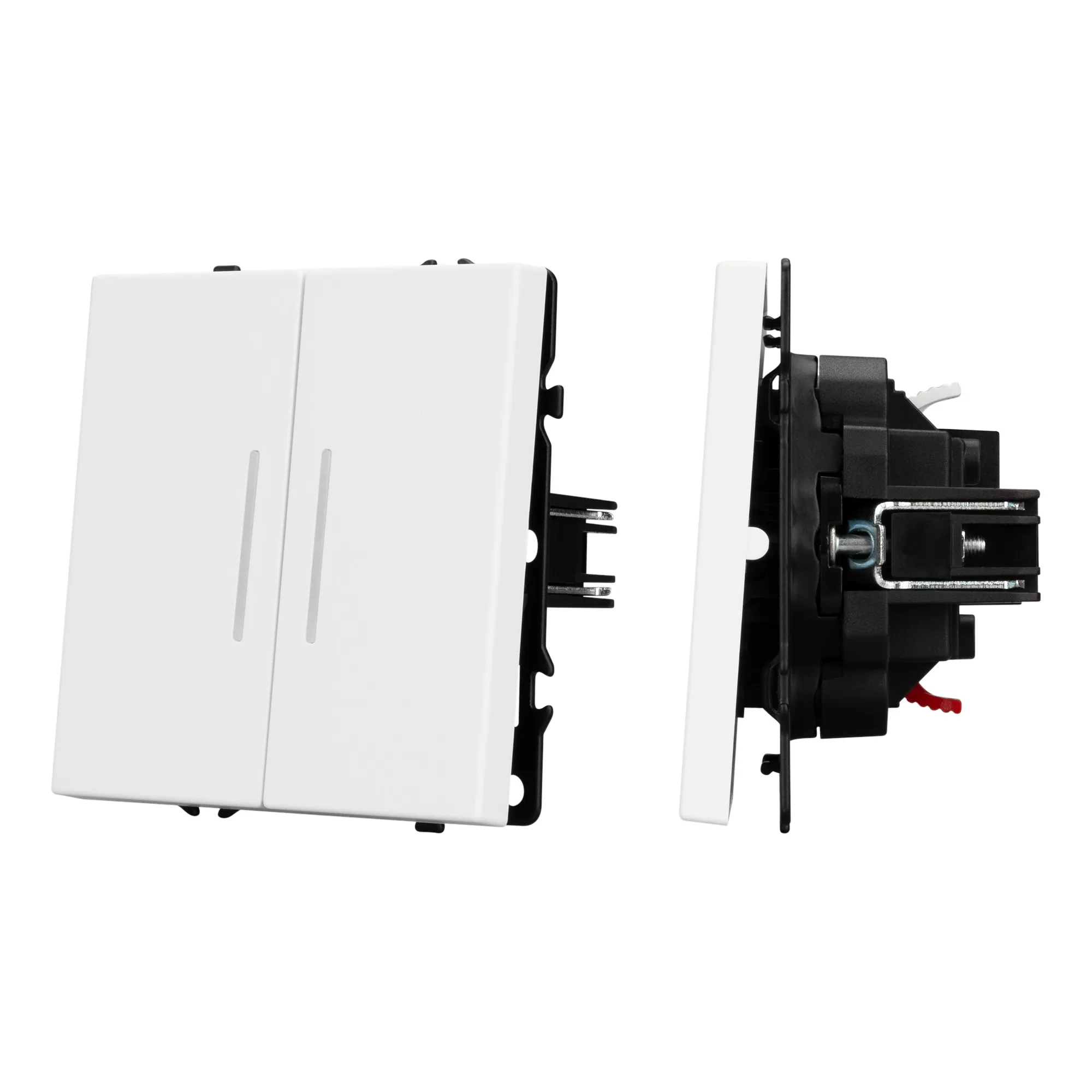 Механизм выключателя двухклавишный непроходной LED SWT-NOBE-MK02-SFPL-L-WH (230V, 10A) (Arlight, -) - Изображение