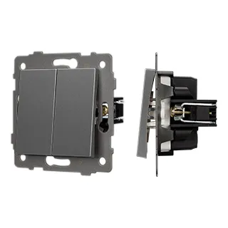 Механизм выключателя двухклавишный проходной SWT-MKP2-PL-GR-V (250V, 10A) (Arlight, -) - Изображение
