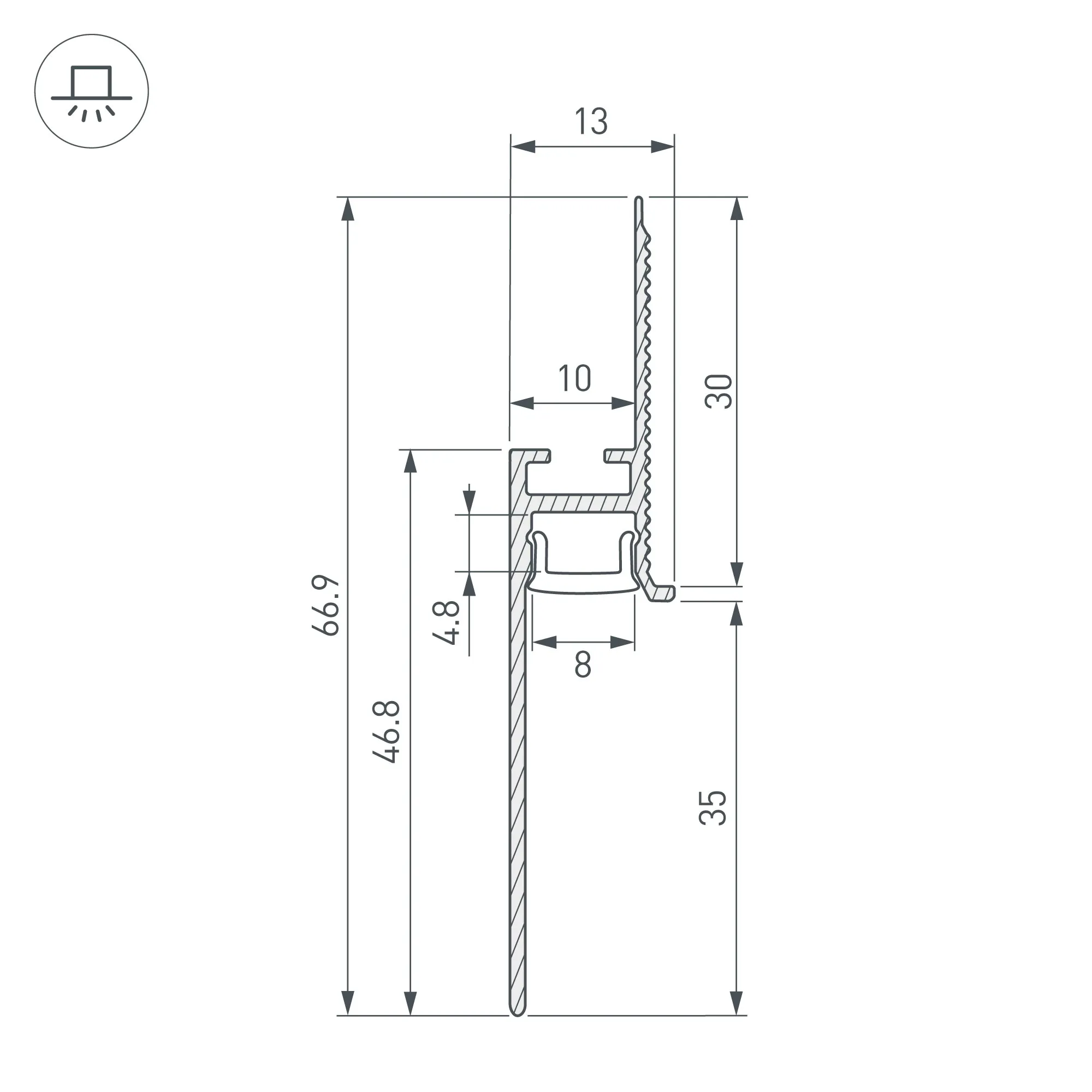 Профиль PLINTUS-FANTOM-BENT-H35-SIDE-2000 WHITE (Arlight, Алюминий) - Изображение