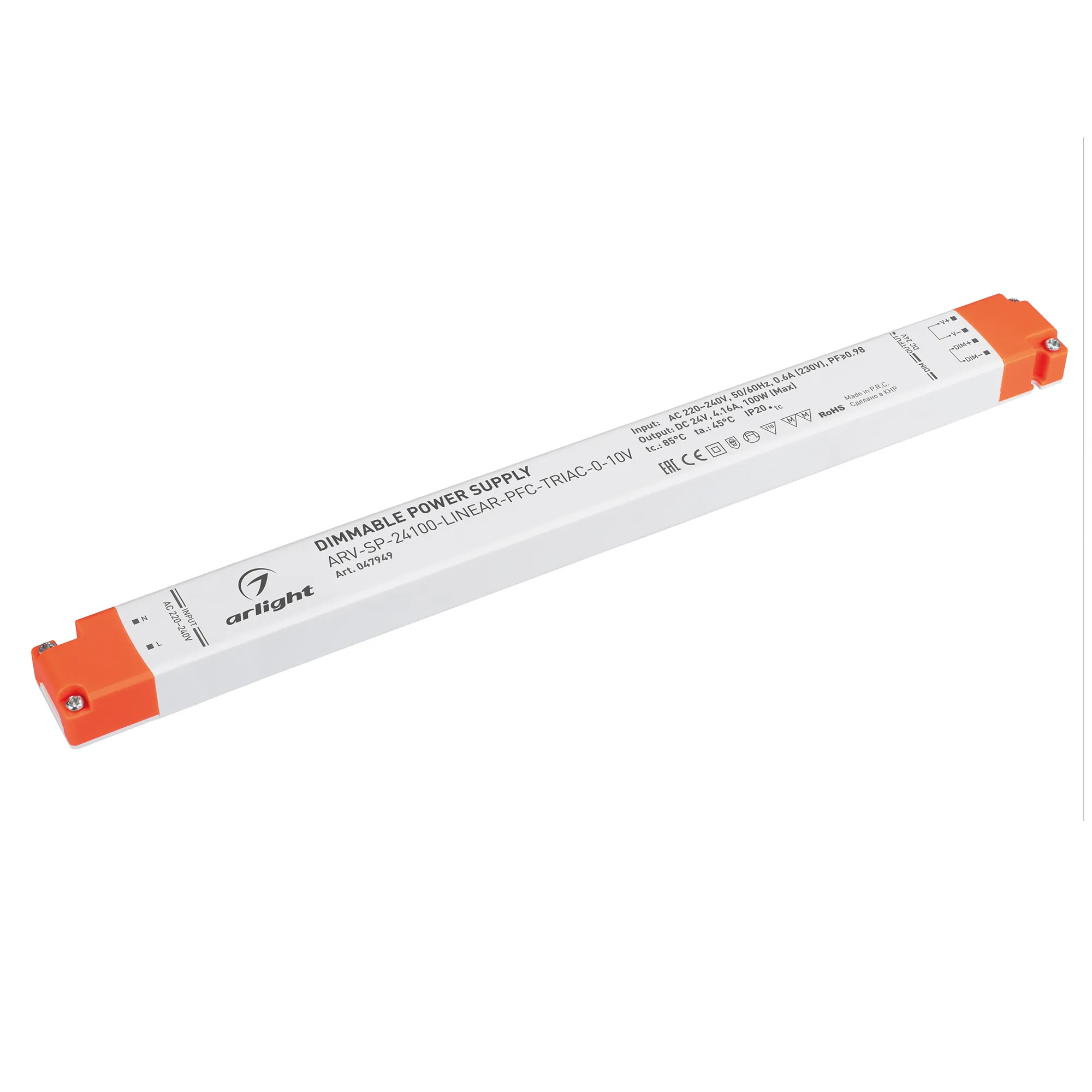 Блок питания ARV-SP-24100-LINEAR-PFC-TRIAC-0-10V (24V, 4.16A, 100W) (Arlight, IP20 Пластик, 5 лет) - Изображение