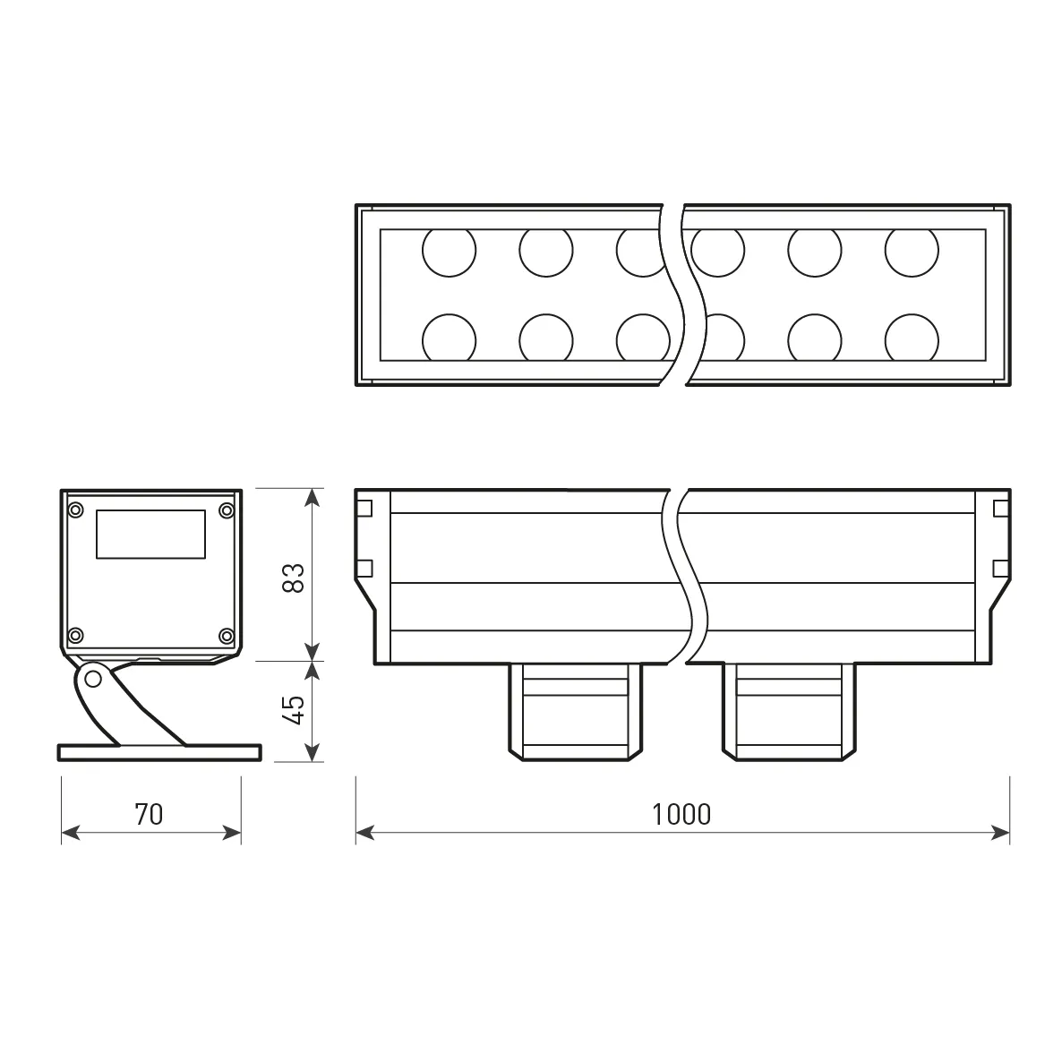 Светодиодный прожектор AR-LINE-1000XL-54W-24V RGB (Grey, 30 deg, DMX512) (Arlight, Закрытый) - Изображение