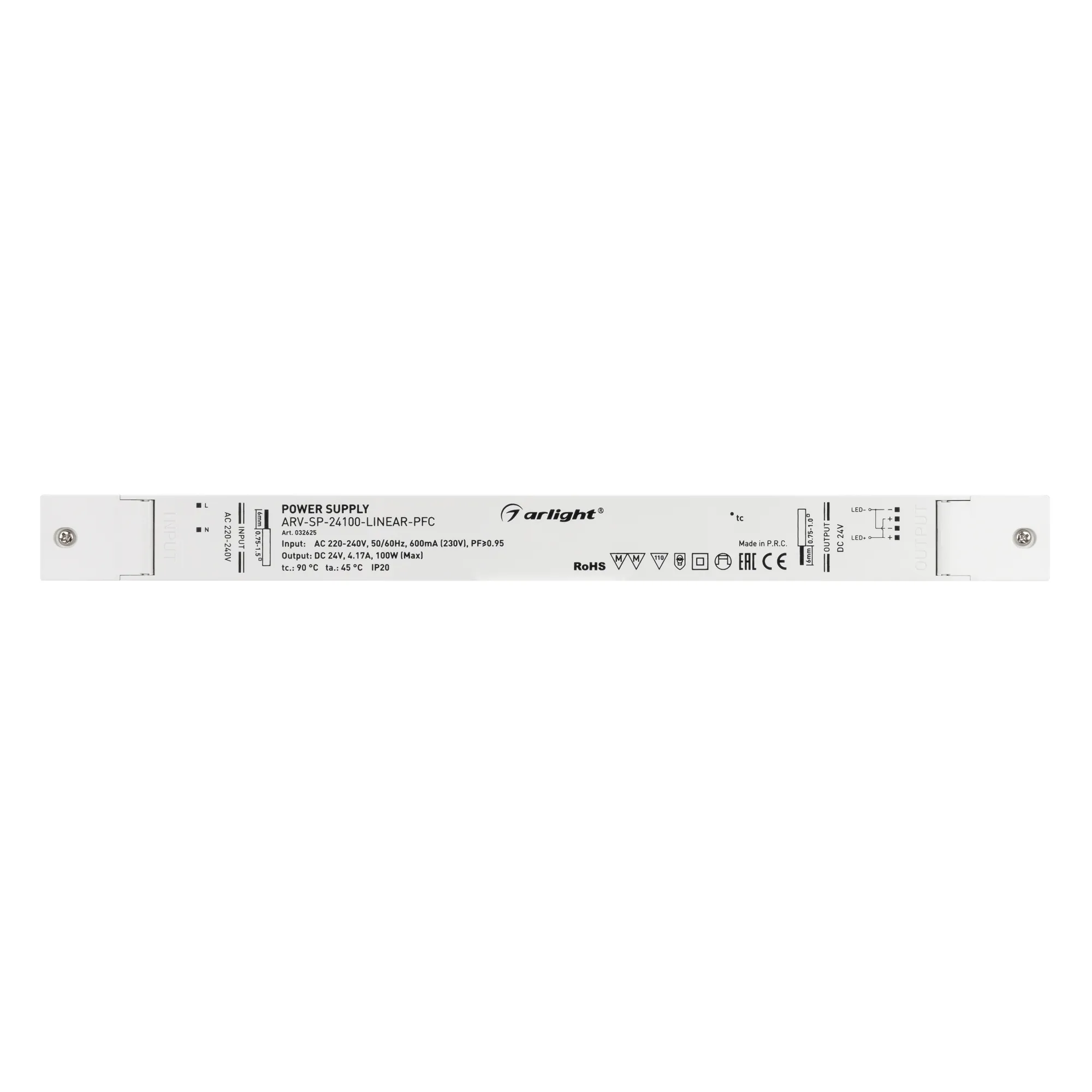 Блок питания ARV-SP-24100-LINEAR-PFC (24V, 4.17A, 100W) (Arlight, IP20 Пластик, 5 лет) - Изображение