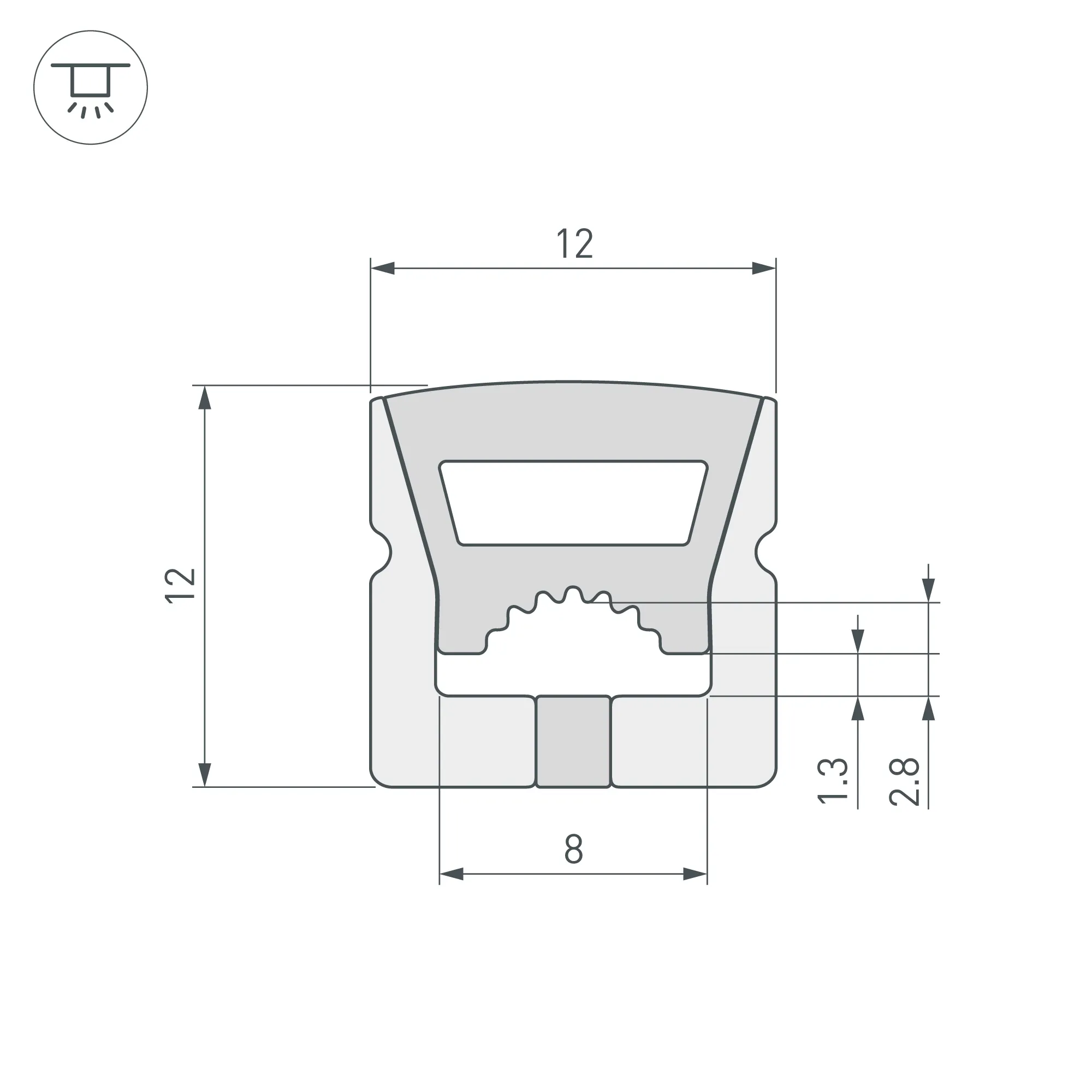 Силиконовый профиль WPH-FLEX-1212-TOP-S8-10m WHITE (Arlight, Силикон) - Изображение