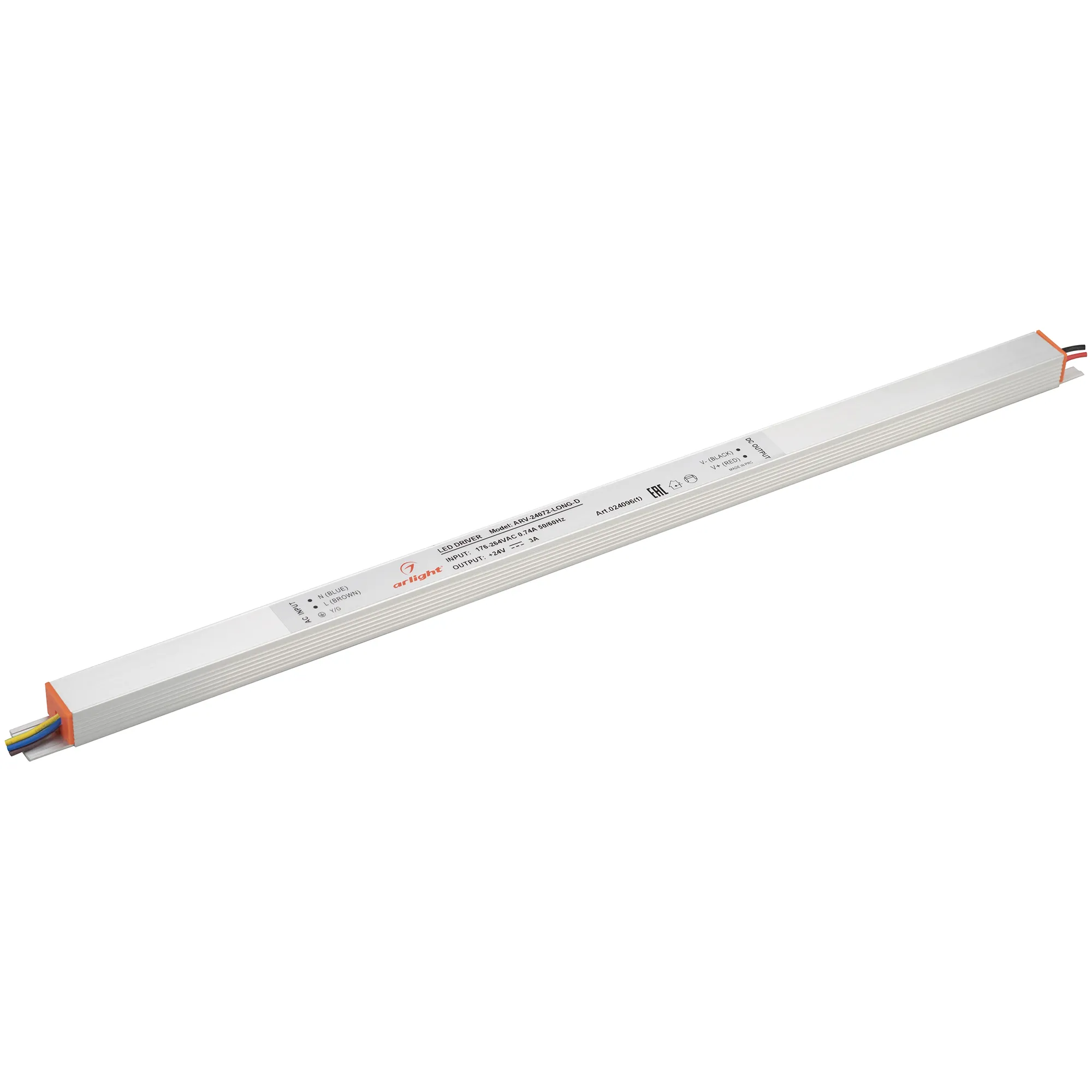 Блок питания ARV-24072-LONG-D (24V, 3A, 72W) (Arlight, IP20 Металл, 2 года) - Изображение