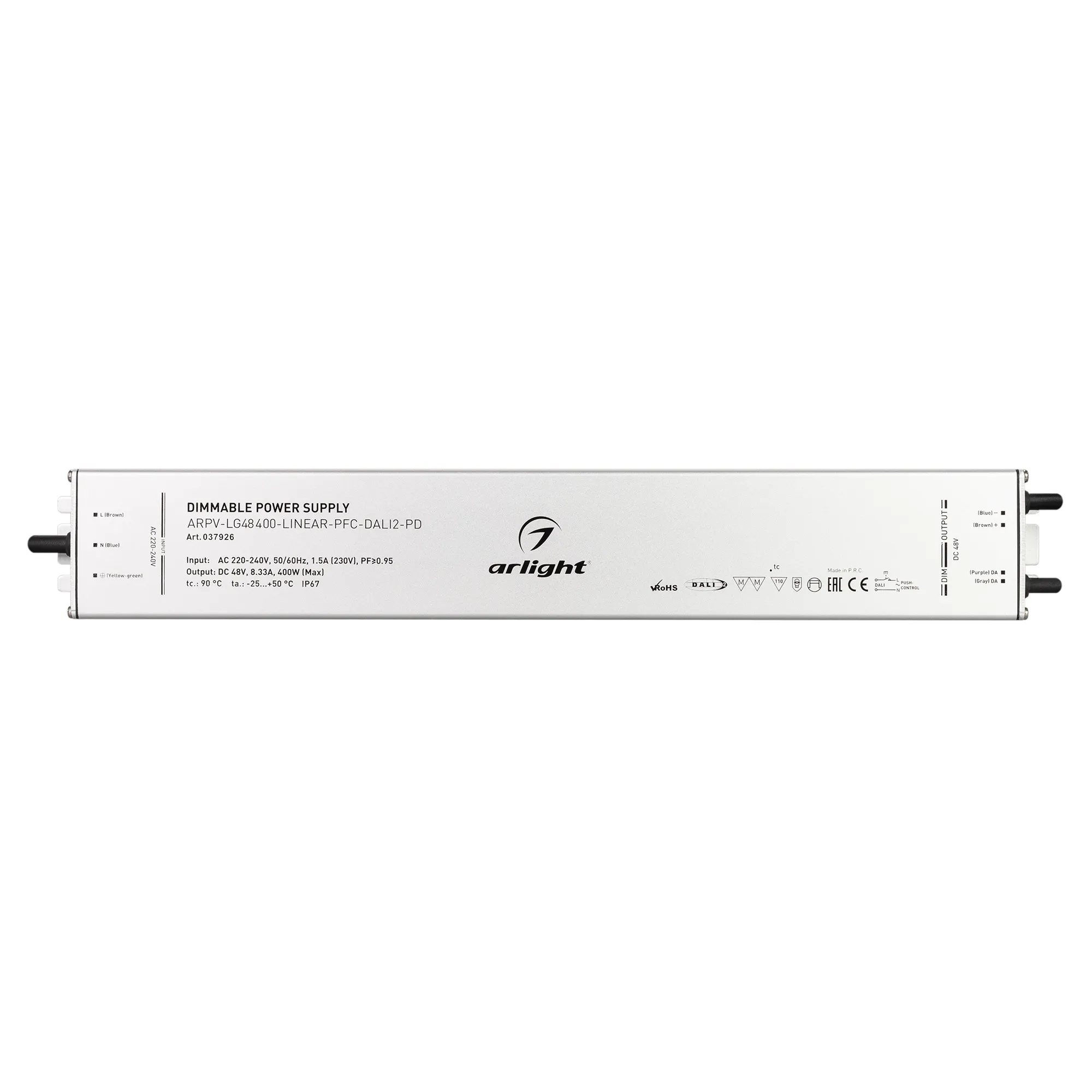 Блок питания ARPV-LG48400-LINEAR-PFC-DALI2-PD (48V, 8.3A, 400W) (Arlight, IP67 Металл, 5 лет) - Изображение