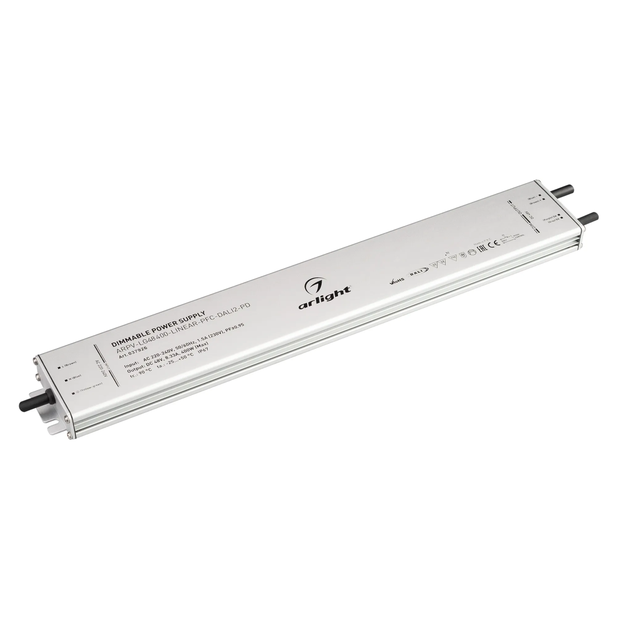 Блок питания ARPV-LG48400-LINEAR-PFC-DALI2-PD (48V, 8.3A, 400W) (Arlight, IP67 Металл, 5 лет) - Изображение