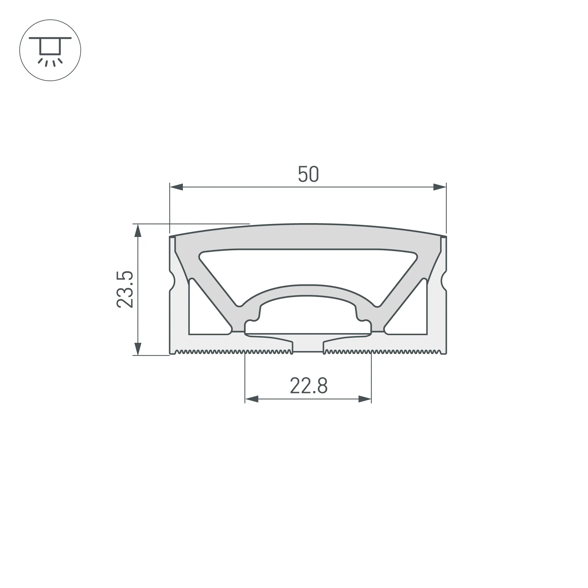 Силиконовый профиль WPH-FLEX-5025-TOP-S23-5m WHITE (Arlight, Силикон) - Изображение