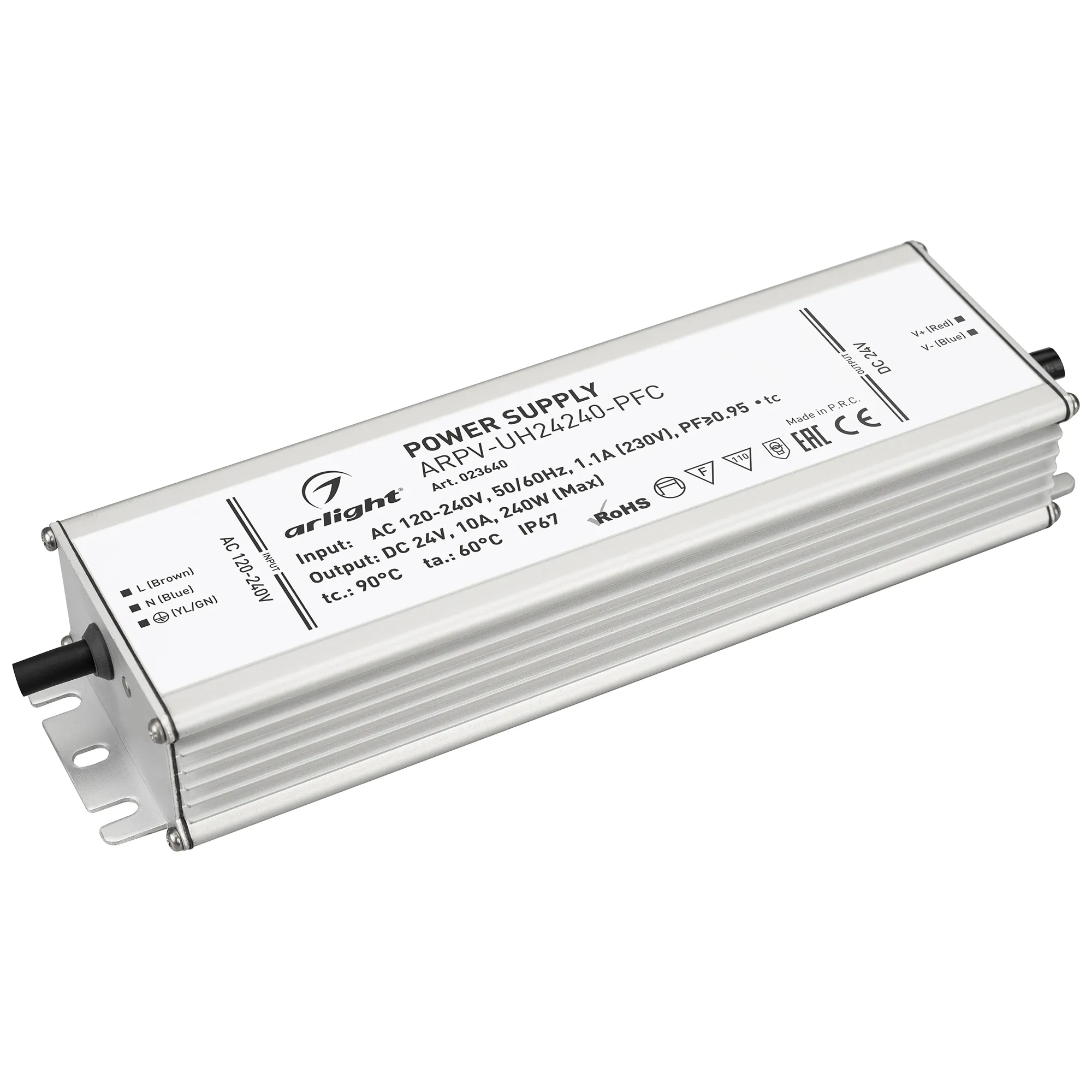 Блок питания ARPV-UH24240-PFC (24V, 10.0A, 240W) (Arlight, IP67 Металл, 7 лет) - Изображение