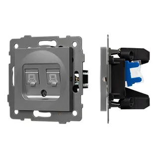 Механизм компьютерной розетки двойной SCT-MPC2-PL-GR-V (RJ-45, CAT6) (Arlight, -) - Изображение