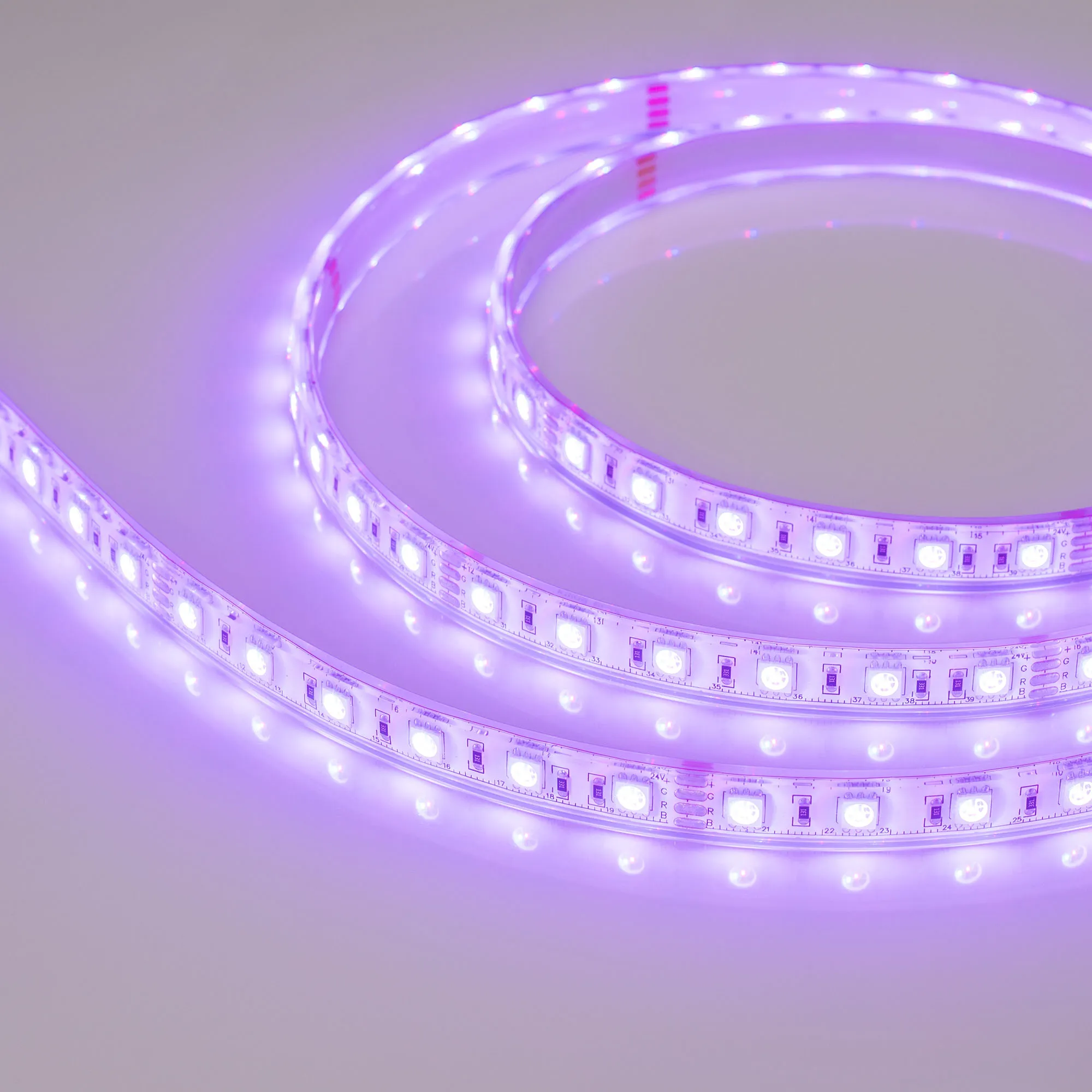 Лента светодиодная герметичная RTW-PU-B60-12.5mm 24V RGB (14.4 W/m, IP68, Wire 2m, 5m) (Arlight, -) - Изображение