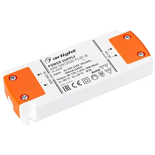 Блок питания ARV-SN12020-FLAT-B (12V, 1.67A, 20W) (Arlight, IP20 Пластик, 3 года) - Изображение