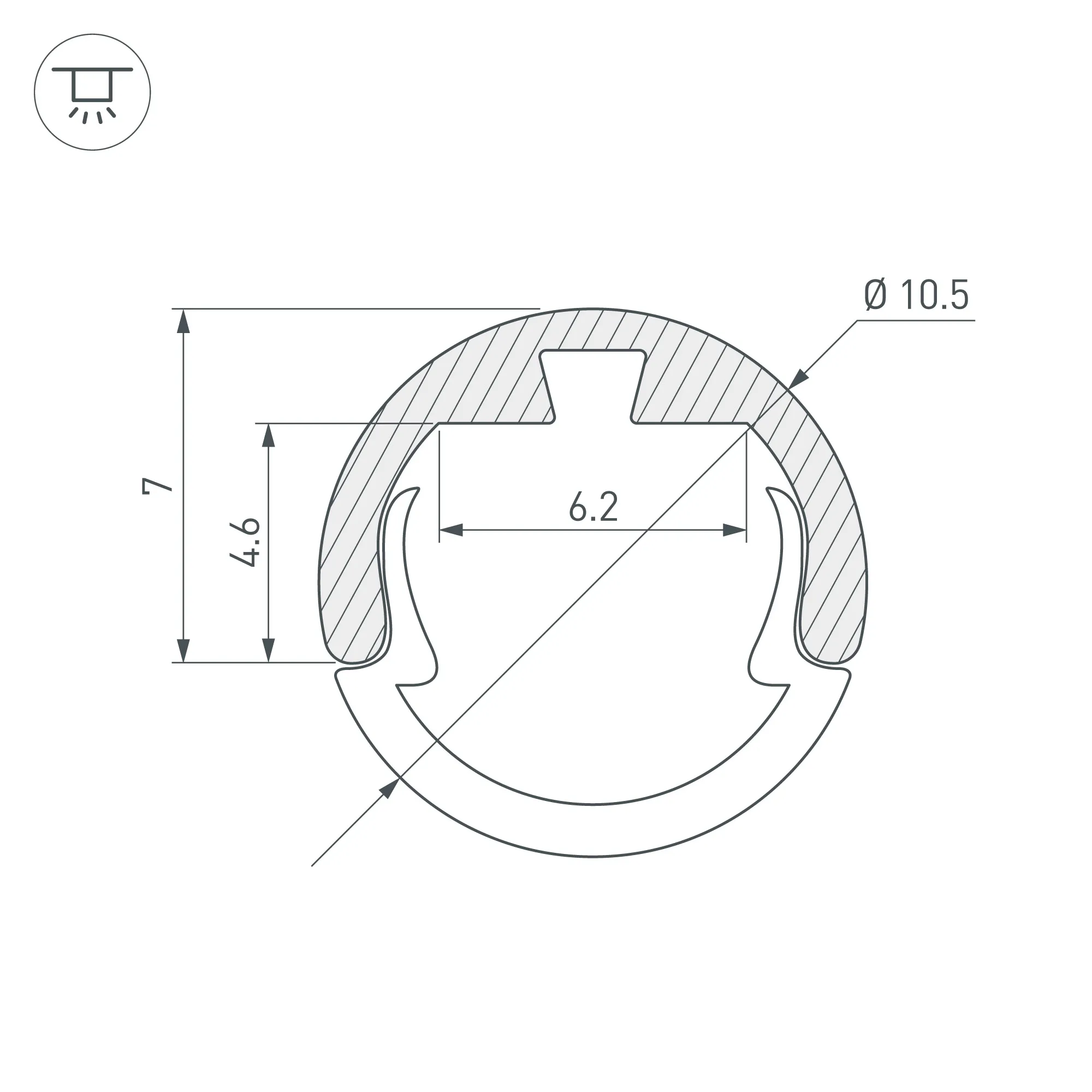 Профиль ROUND-D10.5-2000 ANOD BLACK (Arlight, Алюминий) - Изображение