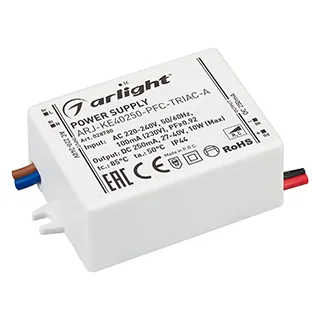 Блок питания ARJ-KE40250-PFC-TRIAC-A (10W, 250mA) (Arlight, IP44 Пластик, 5 лет) - Изображение