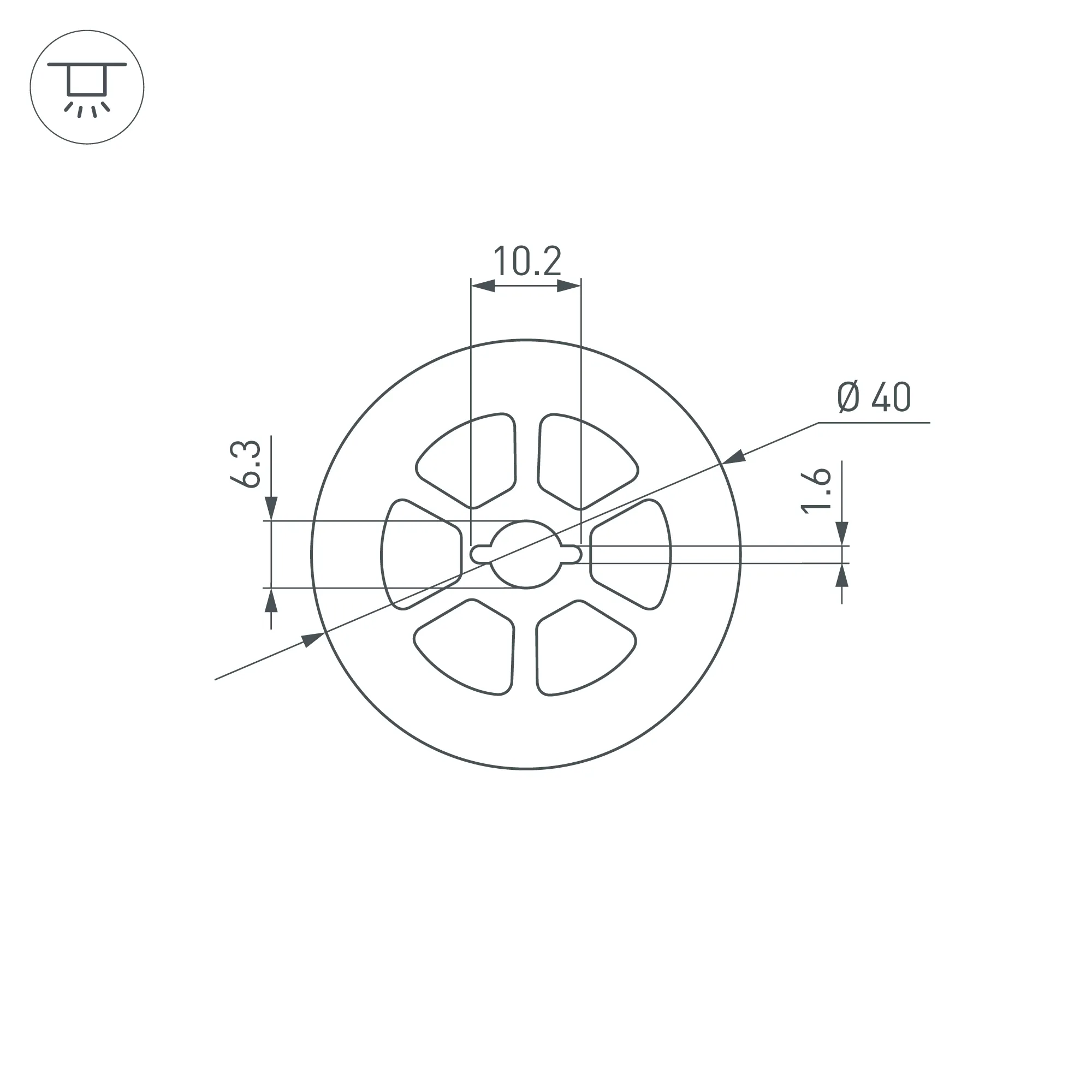 Силиконовый профиль WPH-FLEX-D40-360deg-S10-5m WHITE (Arlight, Силикон) - Изображение