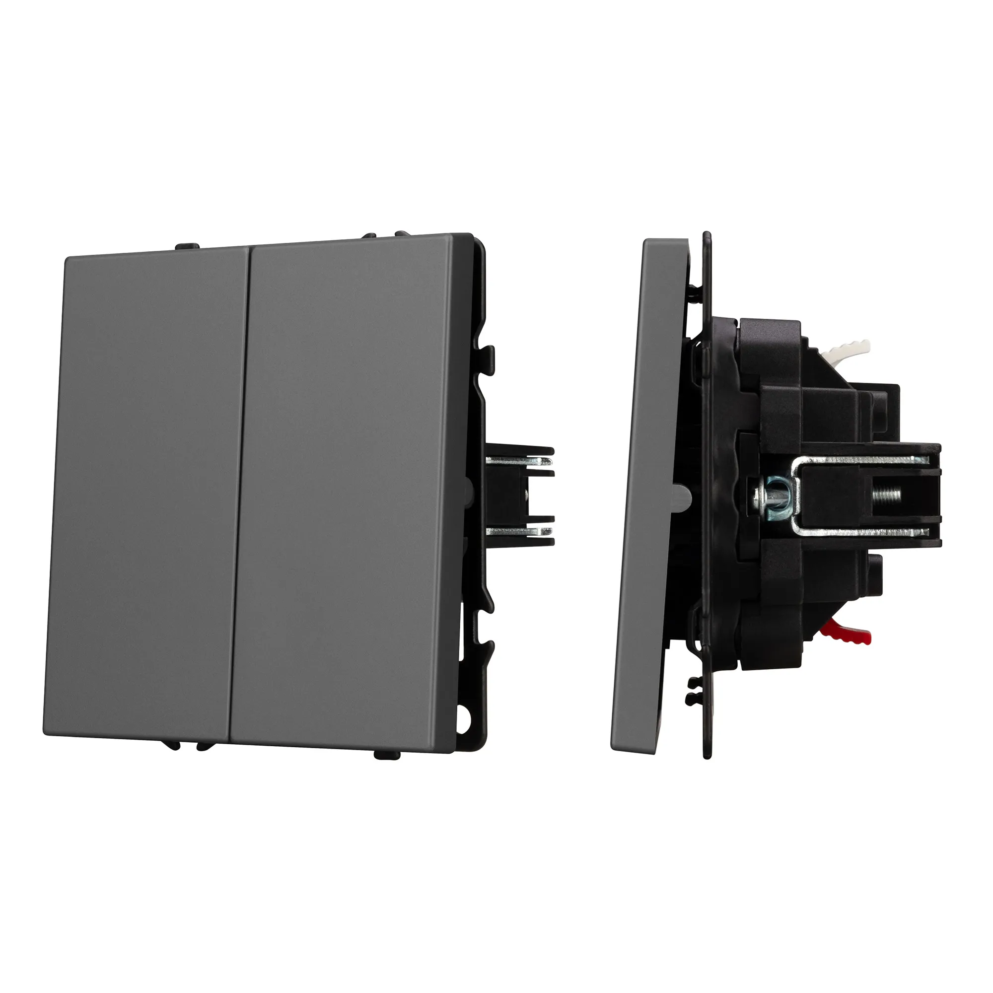 Механизм выключателя двухклавишный непроходной SWT-NOBE-MK02-SFPL-GR (230V, 10A) (Arlight, -) - Изображение