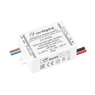 Блок питания ARPJ-SP-42100-PFC-TRIAC-MINI (4W, 21-42V, 100mA) (Arlight, IP65 Пластик, 5 лет) - Изображение