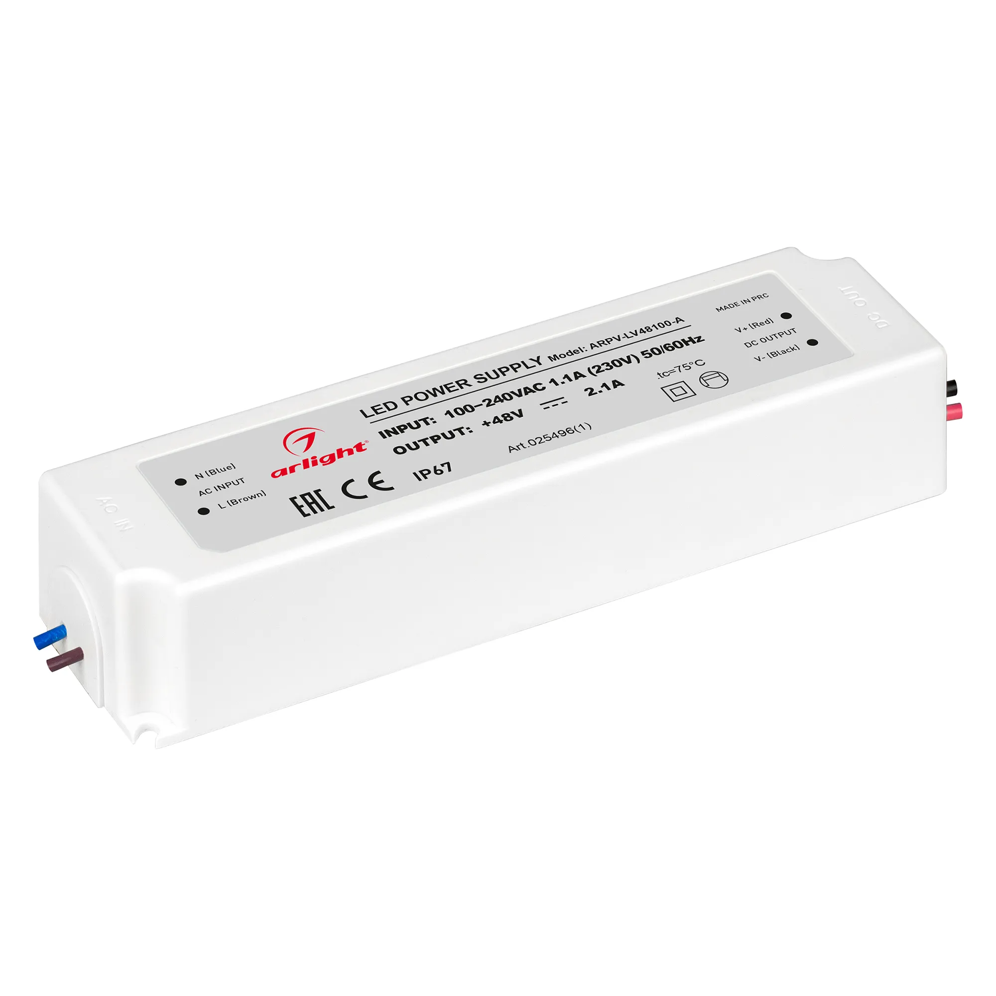 Блок питания ARPV-LV48100-A (48V, 2.1A, 100W) (Arlight, IP67 Пластик, 3 года) - Изображение