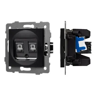Механизм компьютерной розетки двойной SCT-MPC2-PL-BK-V (RJ-45, CAT6) (Arlight, -) - Изображение