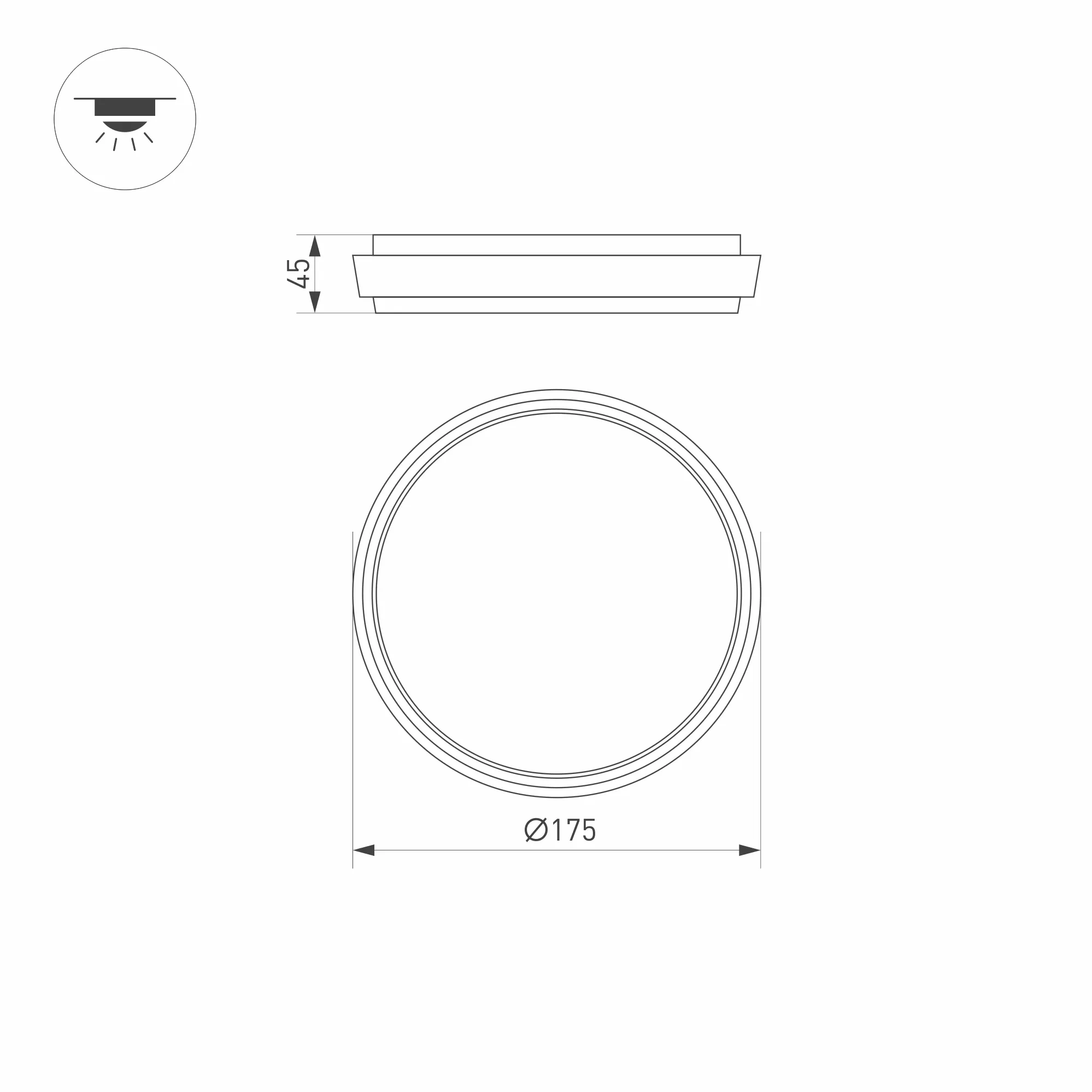 Светильник LGD-GIRO-R175-10W Day4000 (GR, 110 deg, 230V) (Arlight, IP54 Металл, 3 года) - Изображение