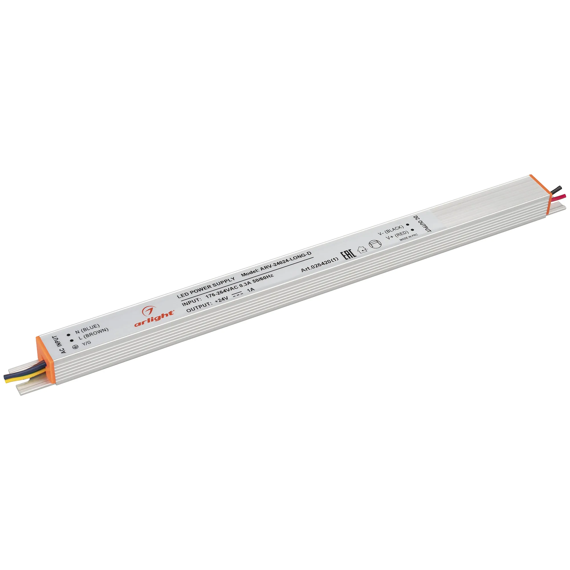 Блок питания ARV-24024-LONG-D (24V, 1A, 24W) (Arlight, IP20 Металл, 2 года) - Изображение