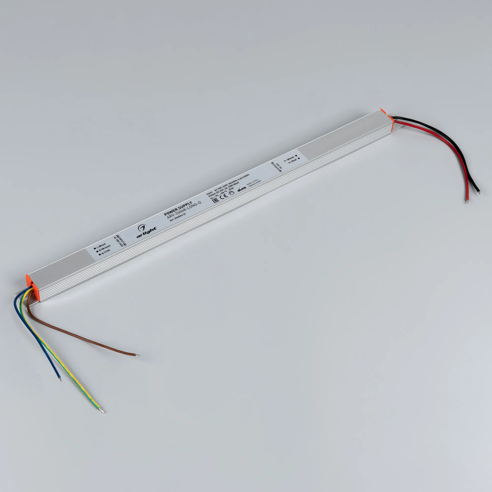 Блок питания ARV-24048-LONG-D (24V, 2A, 48W) (Arlight, IP20 Металл, 3 года) - Изображение