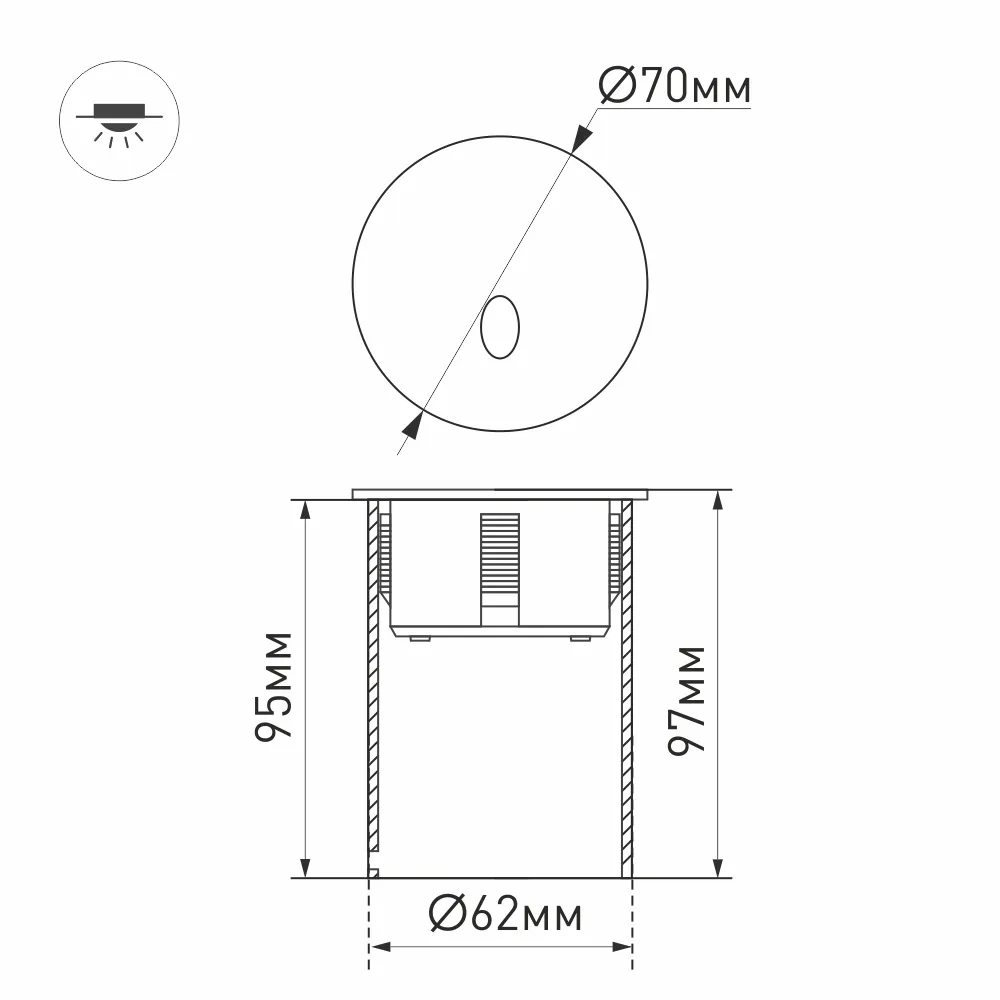 Светильник LT-GAP-R70-3W Warm3000 (BK, 30deg, 230V) (Arlight, IP65 Металл, 3 года) - Изображение