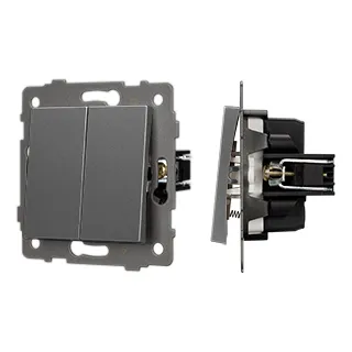 Механизм выключателя двухклавишный самовозвратный SWT-MKR2-PL-GR-V (250V, 10A) (Arlight, -) - Изображение