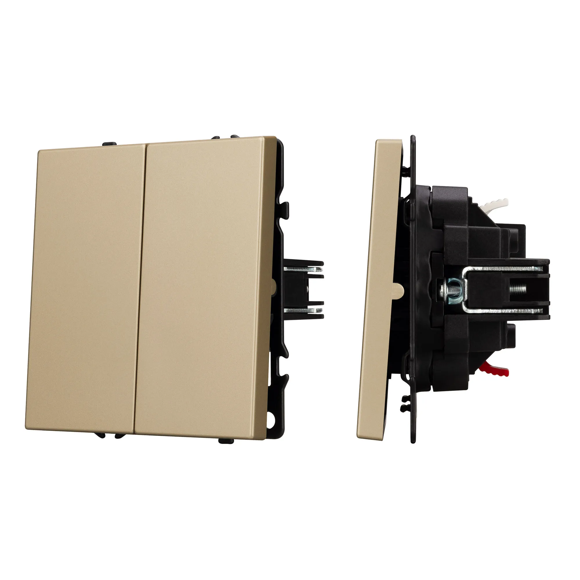 Механизм выключателя двухклавишный непроходной SWT-NOBE-MK02-SFPL-GD (230V, 10A) (Arlight, -) - Изображение