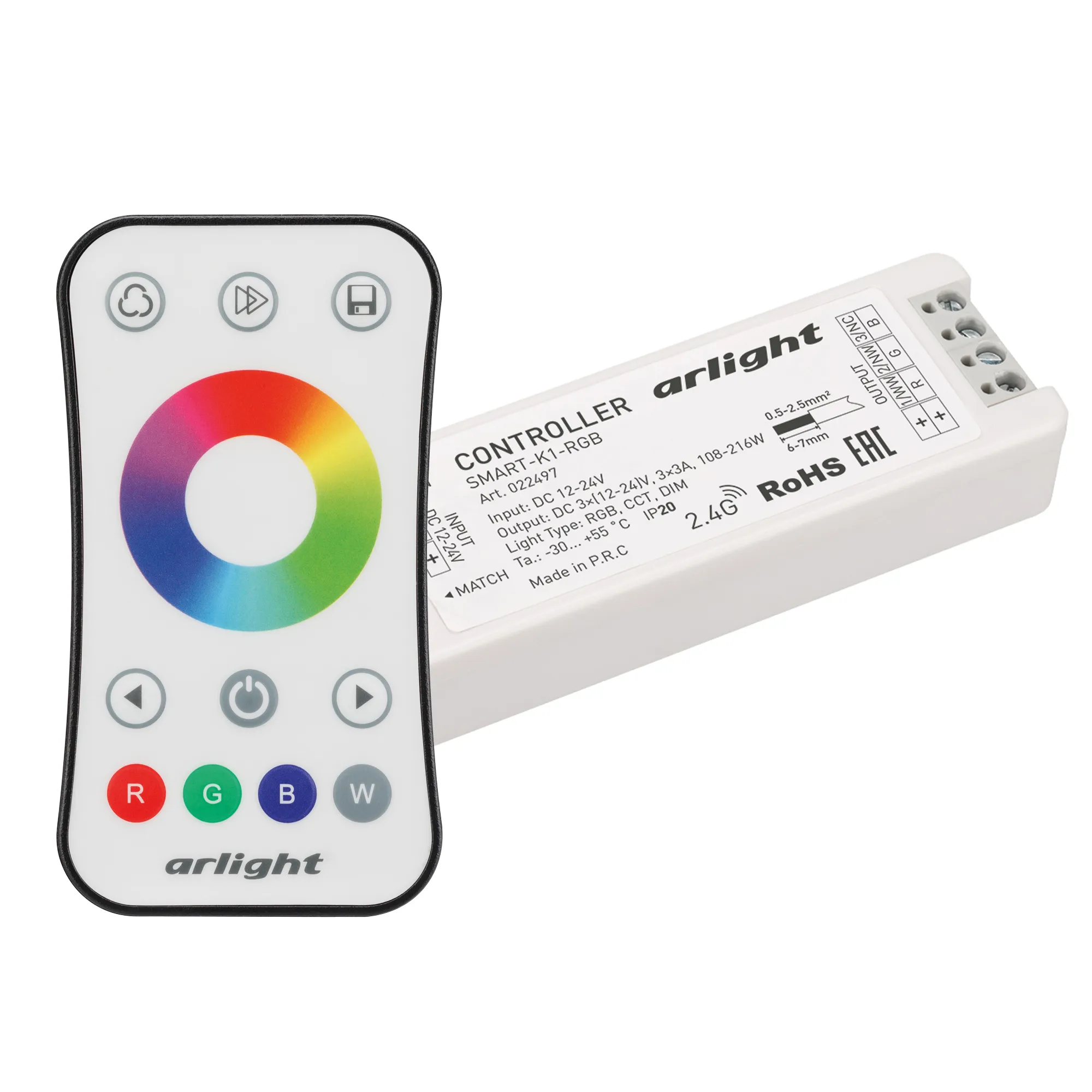 Контроллер SMART-RGB-SET-RING (12-24V, 3x3A, ПДУ 2.4G) (Arlight, IP20 Пластик, 5 лет) - Изображение