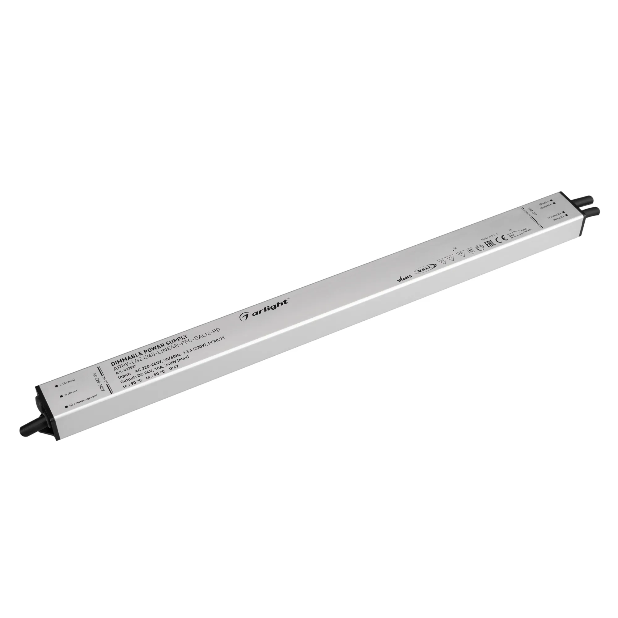 Блок питания ARPV-LG24240-LINEAR-PFC-DALI2-PD (24V, 10A, 240W) (Arlight, IP67 Металл, 5 лет) - Изображение