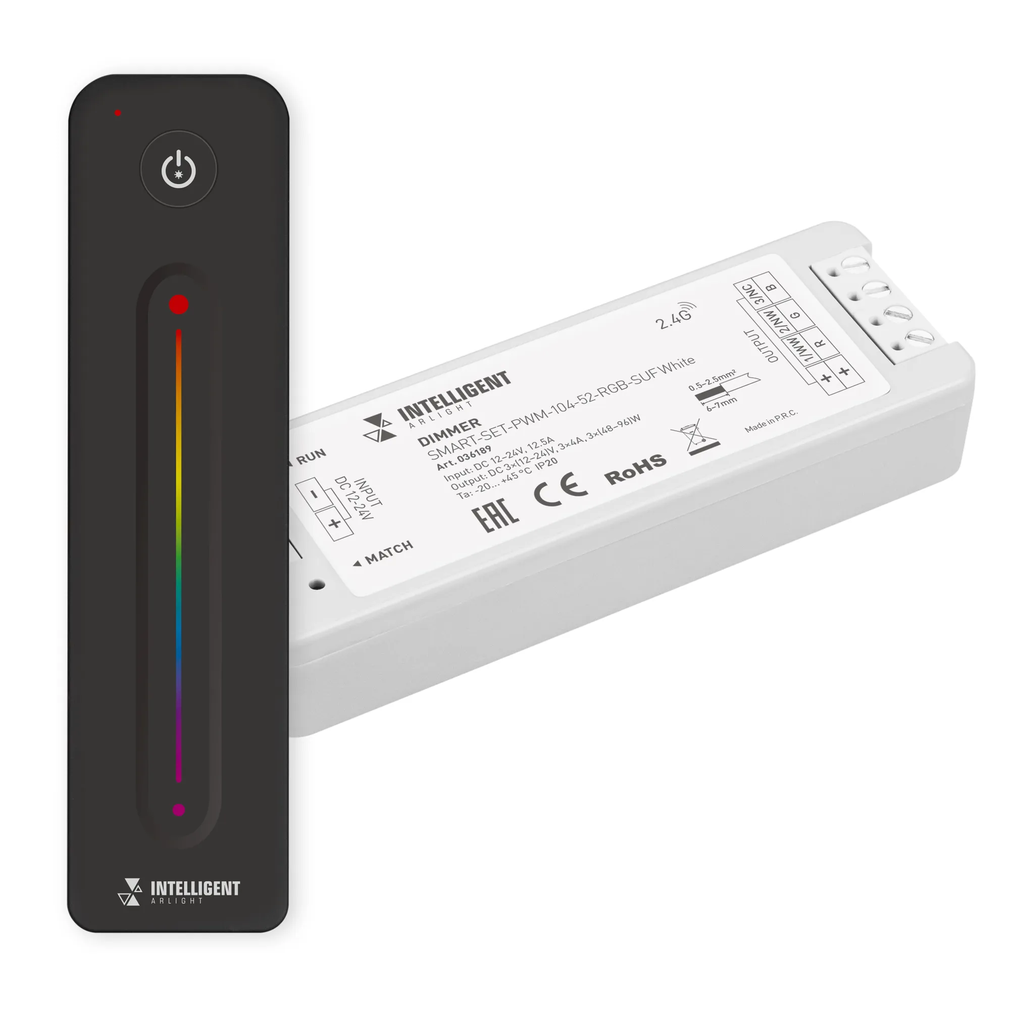 INTELLIGENT ARLIGHT Диммер SMART-SET-PWM-104-52-RGB-SUF White (12-24V, 3x4A, ПДУ LINE, 2.4G) (IARL, IP20 Пластик, 5 лет) - Изображение