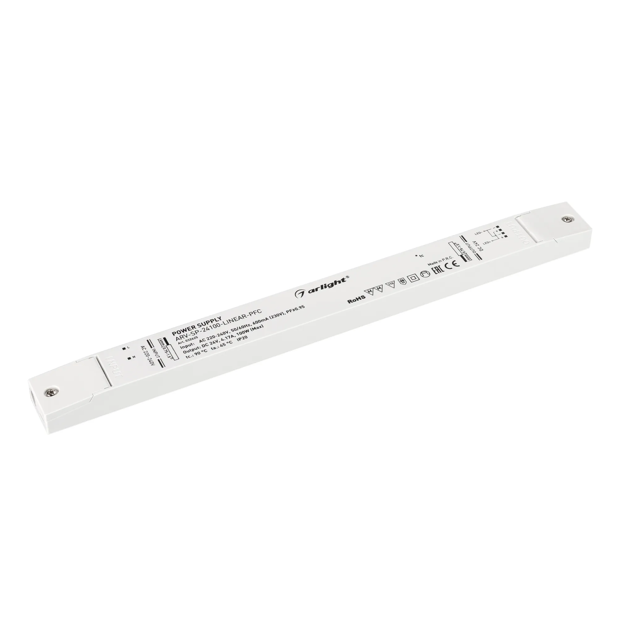 Блок питания ARV-SP-24100-LINEAR-PFC (24V, 4.17A, 100W) (Arlight, IP20 Пластик, 5 лет) - Изображение