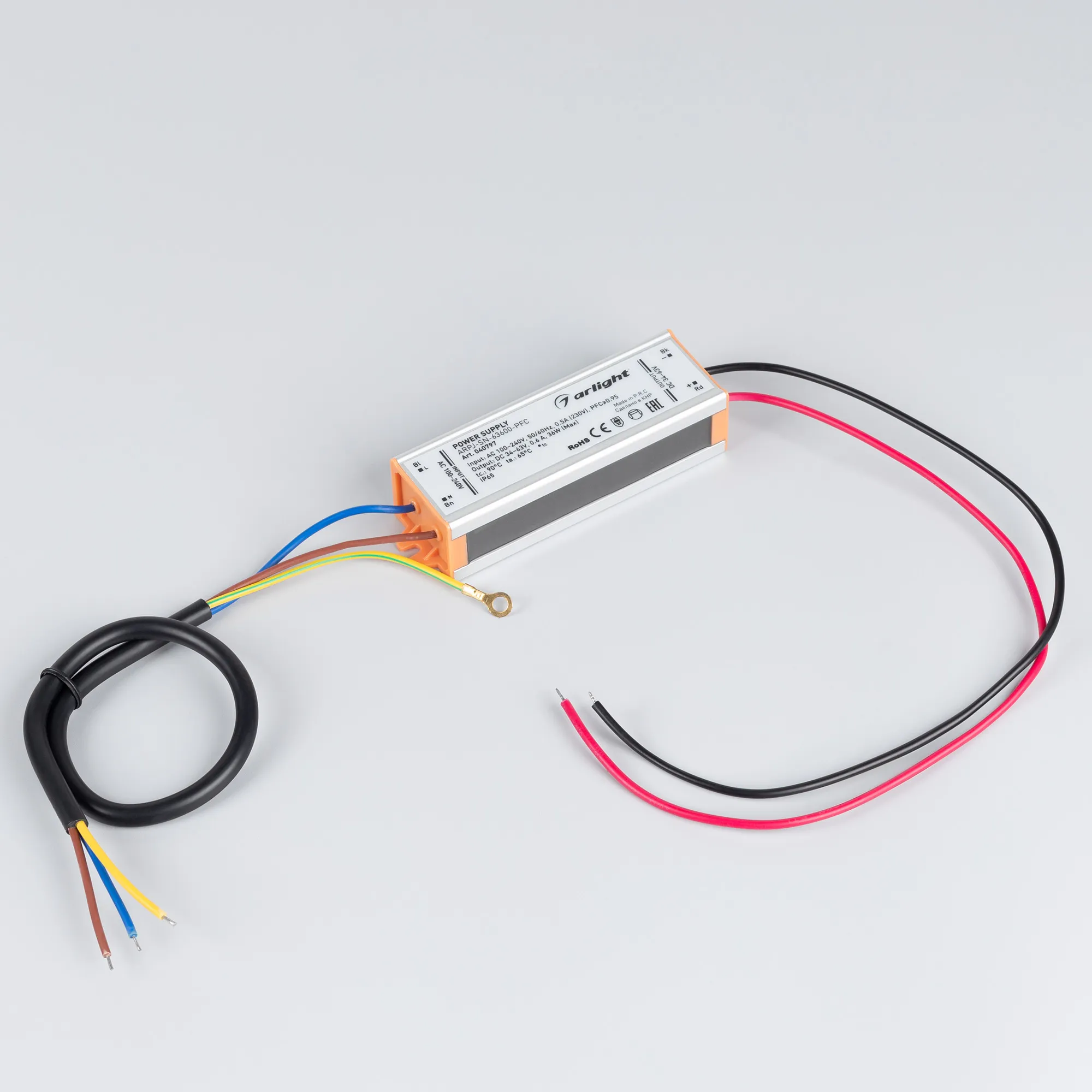 Блок питания ARPJ-SN-63600-PFC (36W, 34-63V, 600mA) (Arlight, IP65 Металл, 3 года) - Изображение