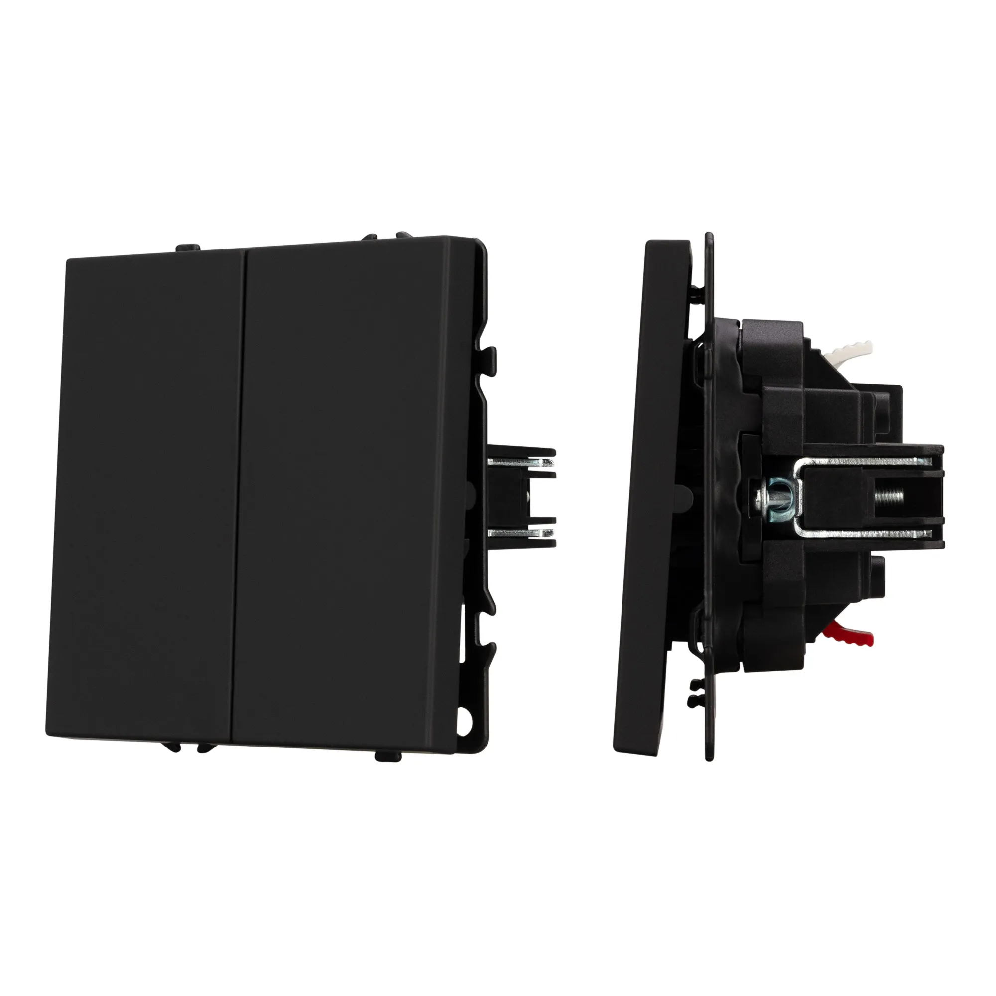 Механизм выключателя двухклавишный непроходной SWT-NOBE-MK02-SFPL-BK (230V, 10A) (Arlight, -) - Изображение