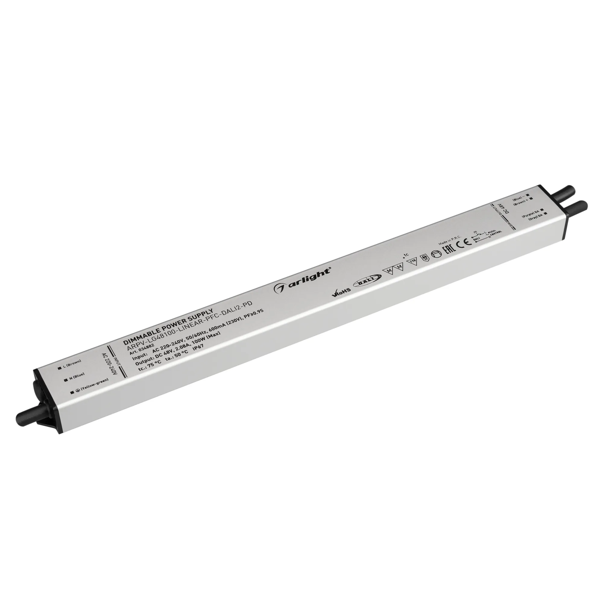 Блок питания ARPV-LG48100-LINEAR-PFC-DALI2-PD (48V, 2.08A, 100W) (Arlight, IP67 Металл, 5 лет) - Изображение