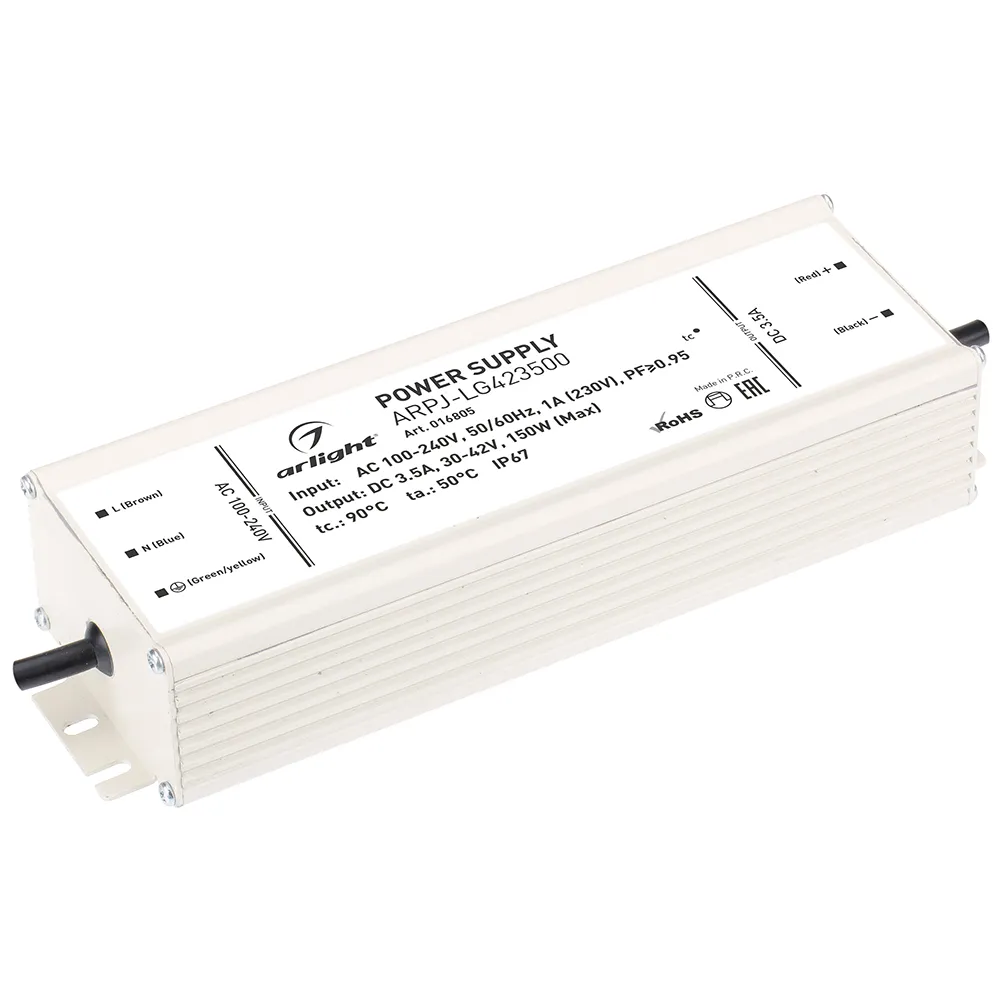 Блок питания ARPJ-LG423500 (150W, 3500mA, PFC) (Arlight, IP67 Металл, 2 года) - Изображение