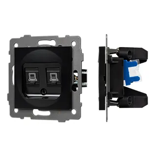 Механизм компьютерной розетки двойной SCT-MPC2-PL-BK-V (RJ-45, CAT6) (Arlight, -) - Изображение