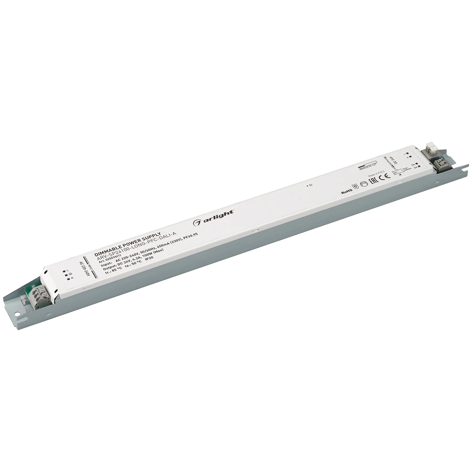 Блок питания ARV-SP24100-LONG-PFC-1-10V-A (24V, 4.2A, 100W) (Arlight, IP20 Металл, 5 лет) - Изображение