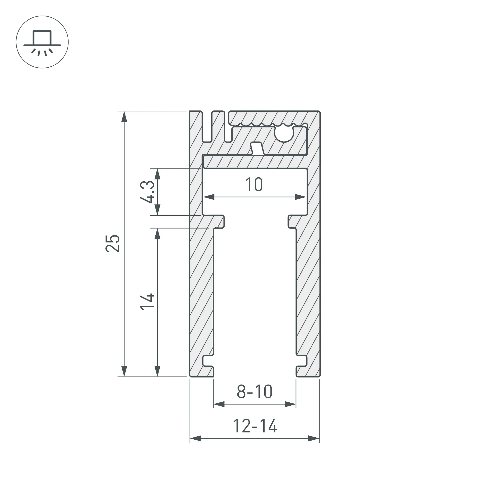 Профиль KLUS-GLASS-810-2000 ANOD (Arlight, Алюминий) - Изображение